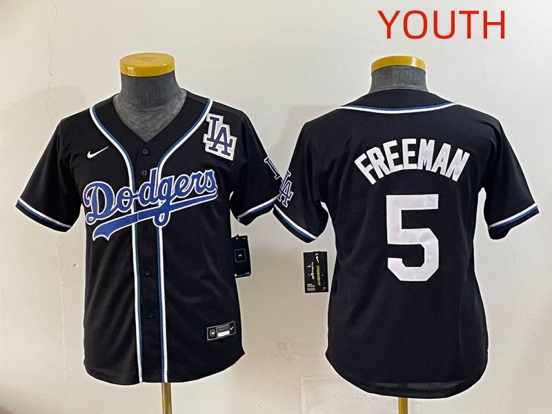 Youth 2025 Los Angeles Dodgers #5 Freeman Black Three generations Fashion Nike MLB Jersey style 11